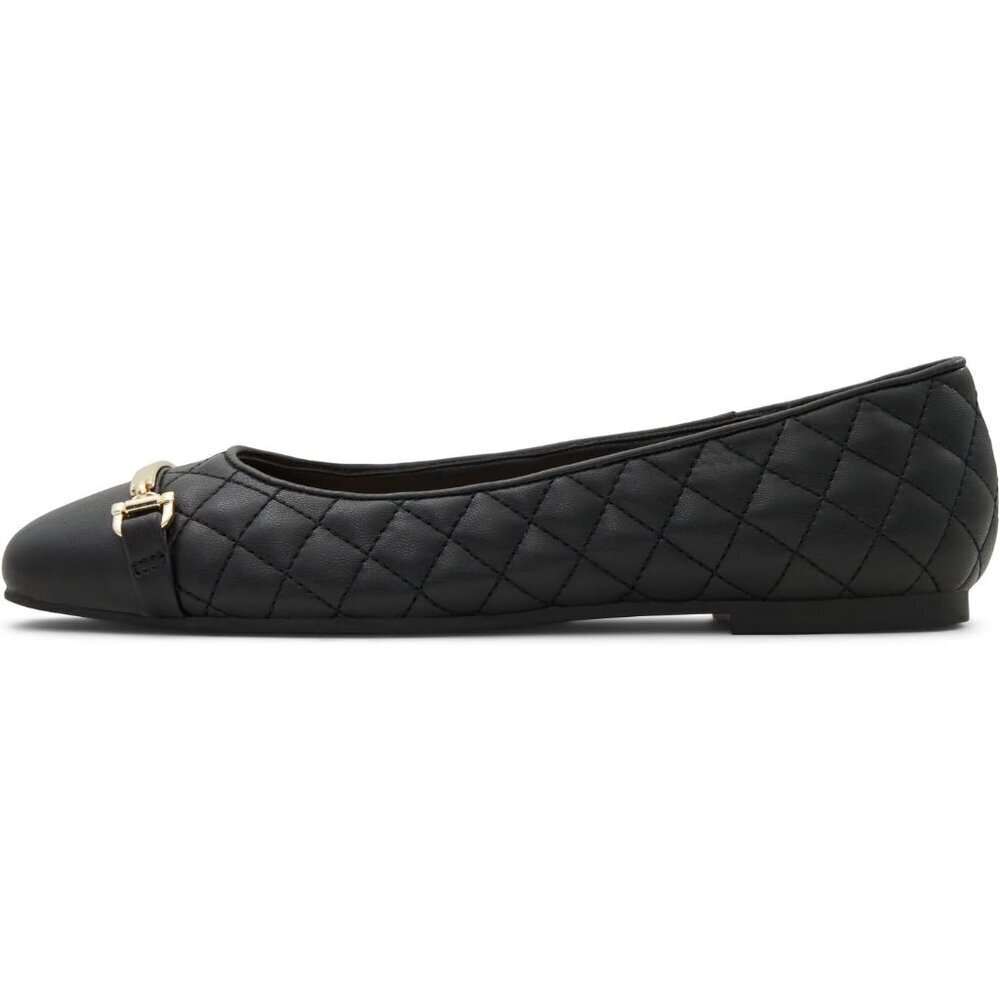 Aldo Womens Black Synthetic Closed Square Toe Low Beige Leanne Ballet Flat